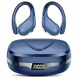 CASCHO Bluetooth Kopfhörer Sport, Kopfhörer Kabellos Bluetooth 5.3, 60 Std Kabellose Kopfhörer mit Tiefer Bass, In Ear Kopfhörer mit 4 ENC Klarer Mic, IPX7 wasserdichte Ohrhörer mit Ohrhaken Hellblau