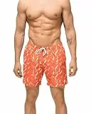 DANISH ENDURANCE Badehose Herren Kurz, Badeshorts mit Taschen, Sporthose, Schnelltrocknend & Atmungsaktiv, Orange, XL