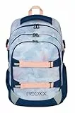 neoxx Schulrucksack ACTIVE Pro Dreaming of pastel - aus recycelten PET-Flaschen - Rucksack für die Schule mit 3 Fächern + Geheimfach – höhenverstellbare und gepolsterte Träger – Volumen ca. 30 Liter