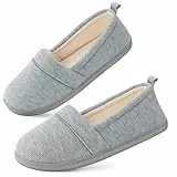 EverFoams Damen Gemütliche Memory Foam Hausschuhe, Leichte Frottee Halbschuhe mit Rutschfester Gummisohle Hellgrau,41 EU