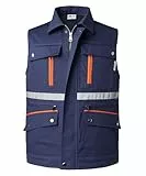 KTWOLEN Herren Anglerweste Fotografie Safari Weste mit Vielen Taschen Ärmellos Jagdweste Funktionale Reflektierende Arbeitsweste Sommer Outdoor Weste, Navy Blau, L