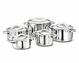 KOPF Topfset Induktion Stilo 10-teilig | Backofen & Spülmaschinen geeignet | Kochtopf-Set für alle Herdarten | 5 Töpfe mit Deckel | Literskala | Edelstahl