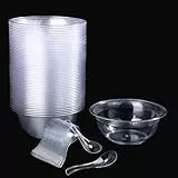 ASOENTIWOX Dessertgläser Plastik 80 Stück Dessertschalen 210ML Dessertbecher Hartplastik, Eisbecher Plastik für Desserts, Pudding, Joghurteis, Buffet Zubehör, Stabil und Mehrweg