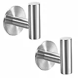 Vuzvuv Handtuchhaken Ohne Bohren Siber Garderobenhaken Edelstahl SUS304 Wandhaken Garderobe Haken Selbstklebend Kleiderhaken für Küche，Badezimmer,Büro，2 Stück