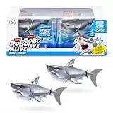 Robo Alive Wasseraktivierter Hai (Weiß) 2er-Pack von ZURU – Realistisches schwimmendes Roboter-Badespielzeug für Kinder, Twens & Teens, Wasseraktivierter Hai für Spiele & Streiche, ab 3 Jahren