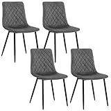 EUGAD Esszimmerstühle 4er Set, Küchenstuhl Wohnzimmerstuhl Schminkstuhl Polsterstuhl Akzentstuhl, mit Samtsitz Metallbeinen, 150 kg, für Esszimmer Küche Wohnzimmer Eingangsbereich, Dunkelgrau