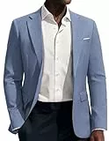 PJ PAUL JONES Sakkos Für Herren Modern Freizeit Jackett Anzugjacke Regular Fit Jersey Blazer für Business Hochzeit, Jeansblau, L