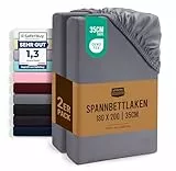 Utopia Bedding - 2er Set Spannbettlaken 180x200cm - Grau - Oeko-Tex Zertifiziertes - Gebürstete Mikrofaser Spannbetttuch - 35 cm Tiefe Tasche