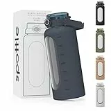 spottle Glasflasche 2 Liter - Trinkflasche 2L Glas mit Strohhalm - Große Wasserflasche mit Schutzhülle aus Silikonhülle - auslaufsicher - spülmaschinenfest - BPA-frei