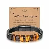 JSDDE Tigerauge Lederarmband Herrenarmband Männer Armband Magnetverschluss aus Edelstahl