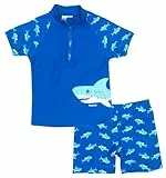 Playshoes zweiteilig Schwimmshirt Badeshorts Badebekleidung Unisex Kinder,Hai,122-128