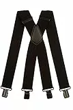 Olata Extra Breite Hosenträger für Herren – 5 cm breit, Robust und Verstellbar mit Stabilen Clips, Ideal für Arbeit und Elegante Outfits. Schwarz (Schwarz Clips)