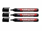 edding 4-300001 300 Industry Permanent Marker - Rundspitze - Beschriftung von Karton, Metall, Gummi und Glas, schwarz (1,5-3 mm, 3er Pack)