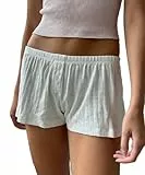 Generic Damen Shorts Locker Weich Kariert Pyjama Bottom Shorts Niedlich Home Shorts (016 White, L)