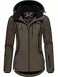MARIKOO Damen Softshelljacke wasserdichte Funktionsjacke mit Abnehmbarer Kapuze Mount-Cho-Oyu Anthracite Gr. S