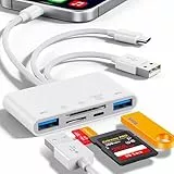 5-in-1 Speicherkartenleser, USB OTG Adapter & SD Kartenleser für iPhone/iPad, USB C und USB A Geräte mit Micro SD & SD Kartensteckplätzen, unterstützt SD/Micro SD/SDHC/SDXC/MMC