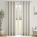 CUTEWIND Vorhang Leinen Halbtransparent Vintage Wohnzimmer Landhaus Gardine Fenster Stores Gardinen Schals mit Ösen 2er Set Vorhänge Leinenoptik 240 cm Lang, 140 cm Breit, Linen Curtains