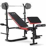 ISE Multifunktional Trainingsbank, Hantelbank Verstellbar Klappbar mit Beincurler Haushalt Fitnessgeräter für Kniebeuge, Hantelbank Bankdrücken,Rumpfbeuge,Training Bank Neigen, Beinbeuger für Zuhause