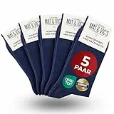 Mat & Vic's blaue Socken Herren 43-46, feine Strümpfe aus Cotton Baumwolle gekämmt, Herrensocken für Freizeit, für Business Männer Damen, dunkelblau navy blau, 5 Paar