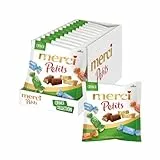merci Petits Crunch Collection – 12 x 125 g – Pralinen-Mix aus nicht gefüllten und gefüllten Schokoladen-Spezialitäten – Schokopralinen einzeln verpackt