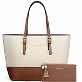 Jocose Moose Damen Handtasche Schultertasche, Vintage Leder Tasche Shopper Groß für BüRo Schule Einkauf, Geschenk mit Einer Damen Geldbörse