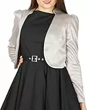 BlackButterfly formal Satin Langen Ärmel Bolero Jacke (Silber, S)
