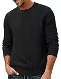 PJ PAUL JONES Herren Pullover mit Rundhals Basic Langarm Strick-Pulli Texured Warm Strick Sweater Business Arbeitspullover Schwarz, M