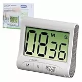 Xavax Digitaler Küchentimer (Eieruhr mit Timer- und Stopp-Uhr-Funktion, Befestigung via Magnet, Clip, Hänger oder Aufsteller, batteriebetriebener Kurzzeitmesser) weiß