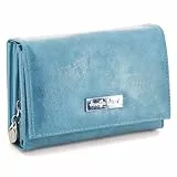 ekavale Damen Geldbörse viele Fächer, Damen Portemonnaie aus Kunstleder, Geldbeutel für Frauen (Türkis)
