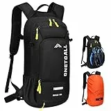 LOCAL LION ONETOALL Fahrradrucksack Klein 10L mit Regenschutz und Helmnetz, Skirucksack für Damen und Herren, Kleiner Wanderrucksack Wasserdicht zum Skifahren Radfahrren Wandern Tagestour