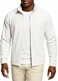 Leif Nelson Herren Fleecejacke, Leicht, Anti-Pilling, Outdoor Übergangsjacke mit Reißverschluss-Taschen, Jacke für Freizeit & Sport, Weiß Größe M
