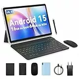 PRITOM 10 Zoll Tablet, 4-in-1 Tablets, 16 GB, 64 GB ROM, Android 15, 1024GB Expand,Qcta core, WiFi 6, 6000 Mah, Tablet PC mit Tastatur, Maus, Case,Grau