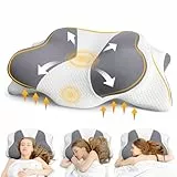 Asbtos Nackenkissen Kopfkissen - Orthopädisches Kissen für Schulter und Nackenschmerzen, Memory Foam Kissen für Bauch, Rücken, und Seitenschläfer, Ergonomisches Kopfkissen mit Nackenstütze (Grau)