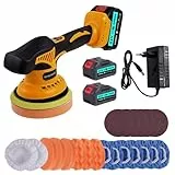 Poliermaschine Auto Akku - 8 Variable Geschwindigkeit Auto Politur Set 2800-6000RPM 13 PCS Aufsätze, 2 x 21V 3,0 Ah Akku Poliermaschine für Wachsen/Autodetaillierung