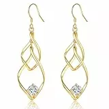 CERSLIMO Ohrringe Gold Hängend AAA Zirkonia Diamant Hängeohrringe Große Lang Silberohrringe Vergoldet Damen Frauen Schmuck Geschenke Weihnachtsgeschenke