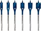 Bosch 6x EXPERT Self Cut Speed Flachfräsbohrer-Sets (für Weichholz, Spanplatte, Ø 14-24 mm, Professional Zubehör Bohrmaschine/Schrauber)