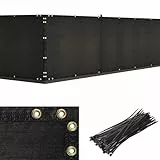 Duerer Sichtschutz Zaun 1.2m x 15.2m Gartenzaun Schattiernetz mit ösen 170g/m² Blockade UV-Schutz Outdoor Windschutz Sonnenschutz Sichtschutz Gewebe Hinterhof im Freien, Terrasse Kabelbinder Schwarz