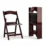 Flash Furniture Hercules Series Klappstuhl, rotes Mahagoniharz, 4 Stück, 453,6 kg Gewichtskapazität, bequemer Veranstaltungsstuhl, Leichter Klappstuhl