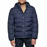 Tommy Hilfiger Herren Puffer Jacke mit Kapuze, Mitternacht/Ausflug, einfarbig (Midnight//Getaway Solids), L