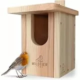 wildtier liebe Vogel Nistkasten Rotkehlchen aus Massiv-Holz, Verschraubt I Nistkästen nach NABU für Vögel, Nistkasten Rotkehlchen, Vogelhaus Brutkasten für Vögel, Wetterfest