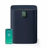 MERONTE Luftreiniger für Zuhause & Raucherräume, Allergikerfreundlich, HEPA Filter Gegen Staub Pollen, CADR 300 m³/h für 100 m², 24 dB Leise, Blau, 1 Pack + 3 Modi