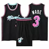 2-Teiliges Kinder/Erwachsene Basketball Jersey & Weste, Atmungsaktives T-Shirt, Schwarz L