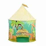 Relaxdays Spielzelt Dschungel, für Kinder, Dschungelzelt Indoor, HD: 125 x 105 cm, Kinderzelt mit Tür, faltbar, bunt
