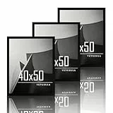 VUVUZULA Bilderrahmen 40x50cm Schwarz Holz Fotorahmen Holzrahmen MDF Rahmen 40x50cm 3er Set