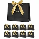 Geschenktüte mit Schleife,Geschenktüte Weiß,Geschenktaschen für Geburtstag, Hochzeit, Festivalfeier, Weihnachten,32 x 25 x 10cm, (Weiß, 8 Stück) (Black)
