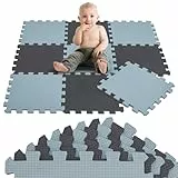 LittleTom 9 Teile Spielmatte Baby Puzzlematte ab Null - 30 x 30 cm Krabbelmatte Bodenmatte Kinder - Puzzle Teppich Kinderzimmer Matte - Outdoor Bodenschutzmatte Spielteppich - EVA Schaumstoff Isomatte