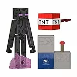 Mattel Minecraft-Spielzeuge, Enderman Actionfigur mit Zubehör und Redstone-Bauteil, vom Film inspiriertes Sammelset, maßstabsgetreu, ca. 8 cm groß, JJR88, [Mehrfarbig]