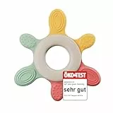 nip – Beißring | Nachhaltiger Beißring für Babys ab 3 Monaten aus über 65% natürlichen Rohstoffen. Zur sanften Massage von Zahnfleisch, Zunge und Zähnchen | Rot/Grün/Orange