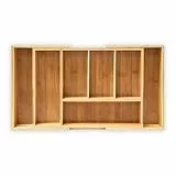 Relaxdays Besteckkasten ausziehbar HBT 5 x 48,5 x 28 cm Besteckeinsatz aus Bambus mit 5 bis 7 Fächern als Küchenorganizer und Schubladeneinsatz pflegeleichte Besteckeinlage für alle Schubladen, natur