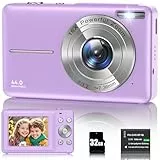 Digitalkamera 1080P, 44MP Fotokamera 16X Digitalzoom Kamera, Vlogging Fotoapparat Kompaktkamera mit 2,4' LCD Bildschirm, 32G Micro Speicherkarte, 1 Akku für Kinder Teenager Studenten Anfänger-Violett